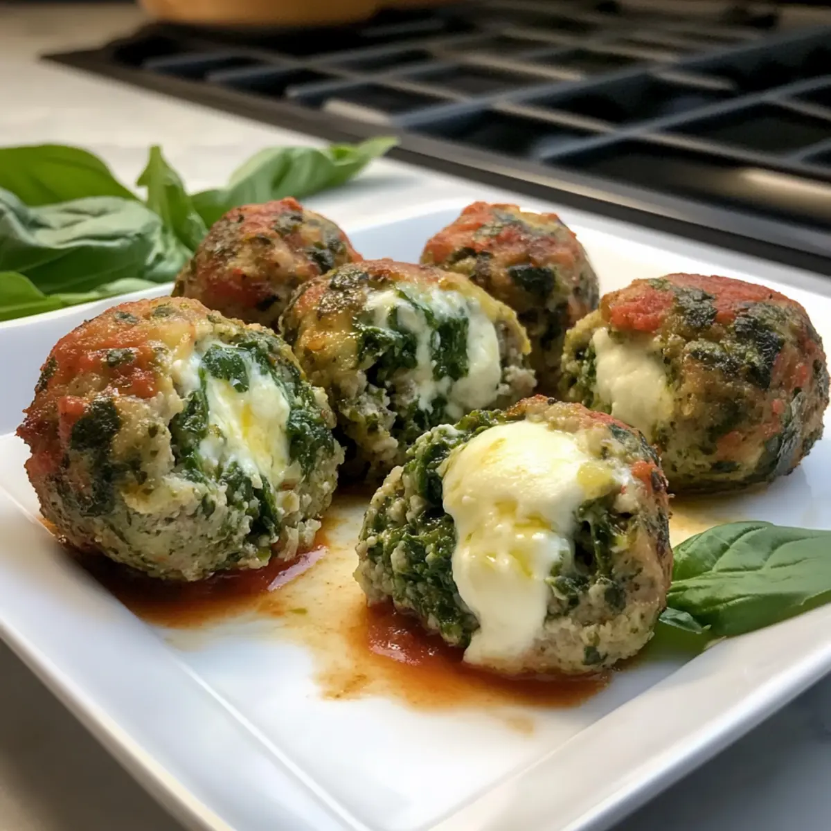 Spinach Garlic Meatballs Stuffed