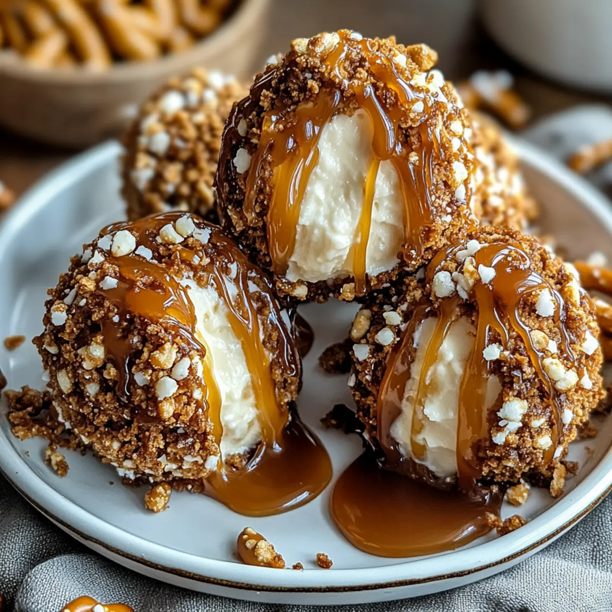 Salted Caramel Pretzel Cheesecake Balls