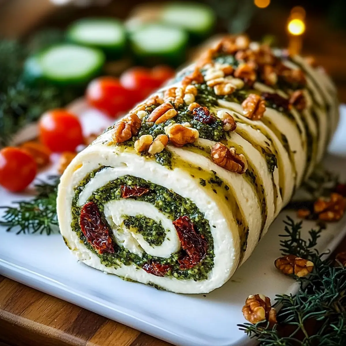 Decadent Sun Dried Tomatoes Pesto Cheese Log for Holidays 5 Sun Dried Tomatoes Pesto