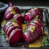 Hasselback Beets with Creamy Dill