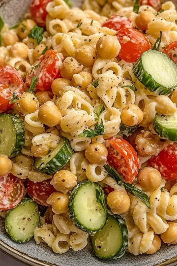 Chickpea Pasta Salad with Creamy Tahini Dressing