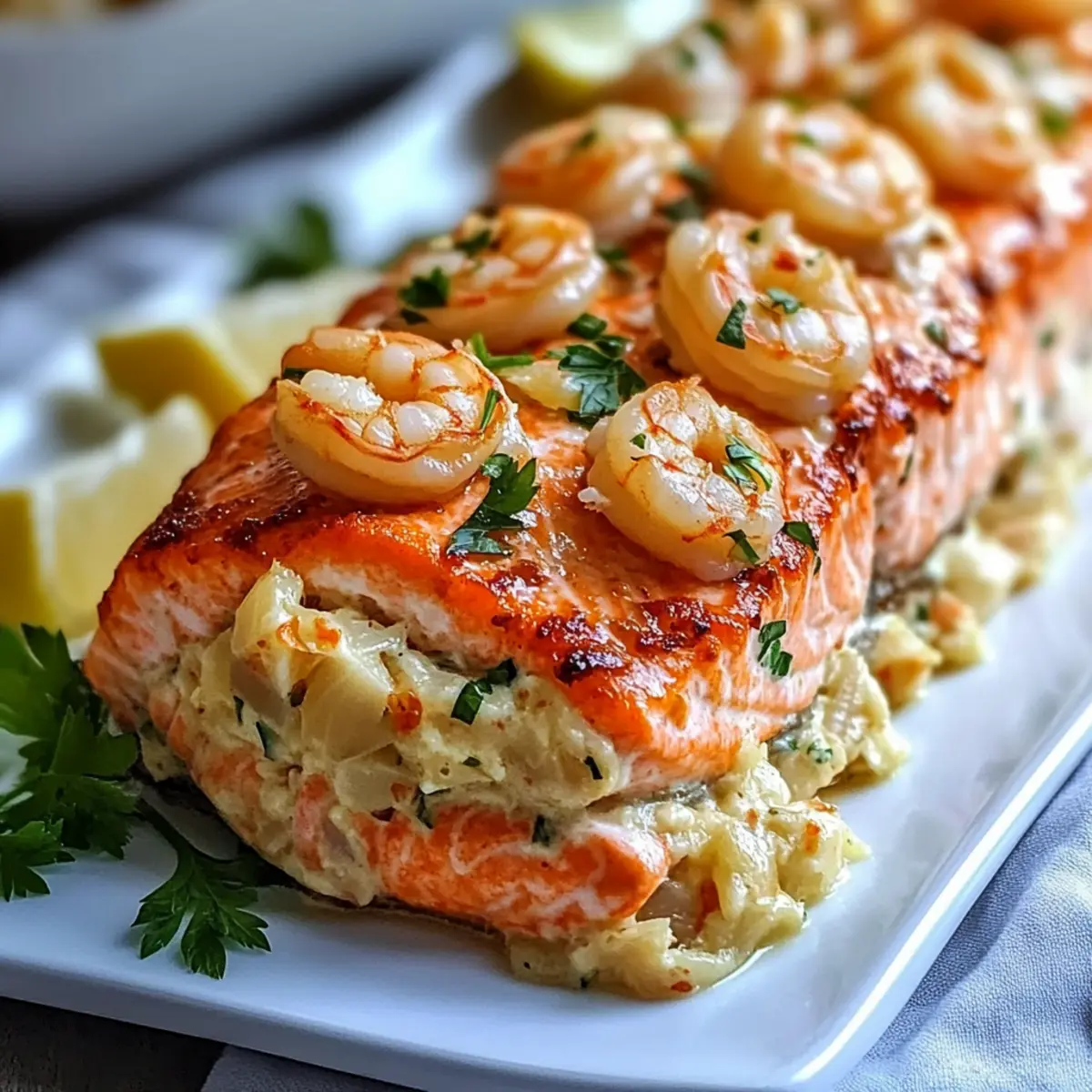 Crab and Shrimp Stuffed Salmon