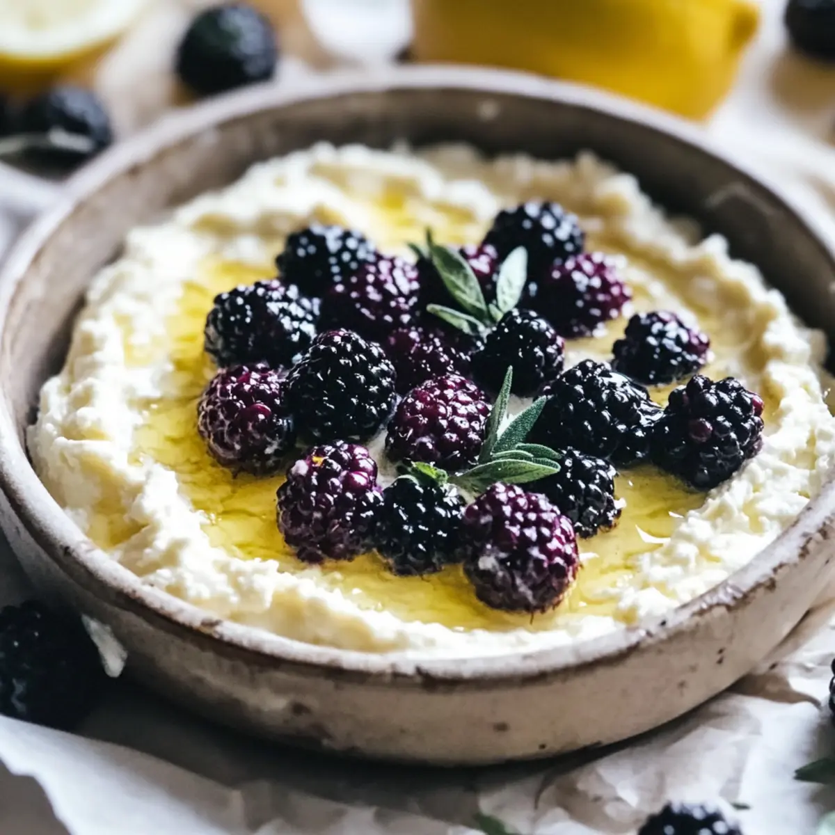 Creamy Lemon Ricotta Dip with Blackberries for Easy Snacking 5 Lemon Ricotta Dip with Blackberries