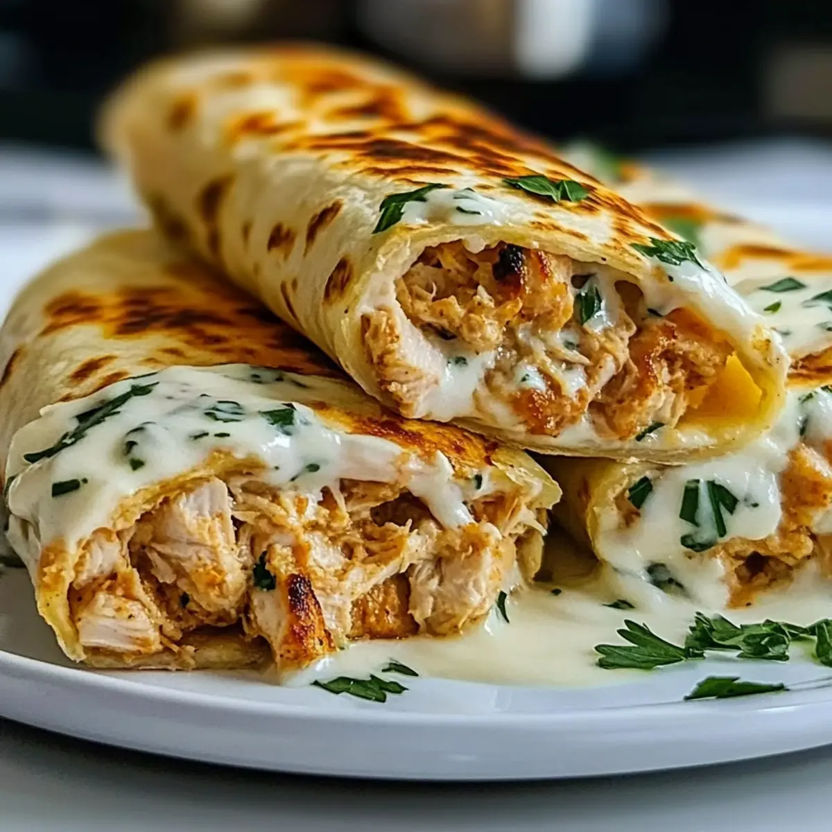 Low Carb Cheesy Garlic Chicken Wraps