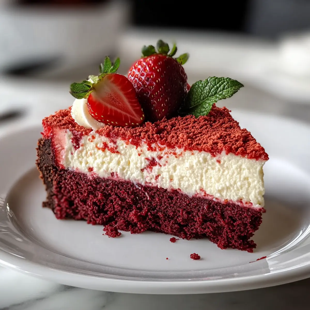 Indulge in Strawberry Red Velvet Crunch Cheesecake Bliss 5 Strawberry Red Velvet Crunch Cheesecake