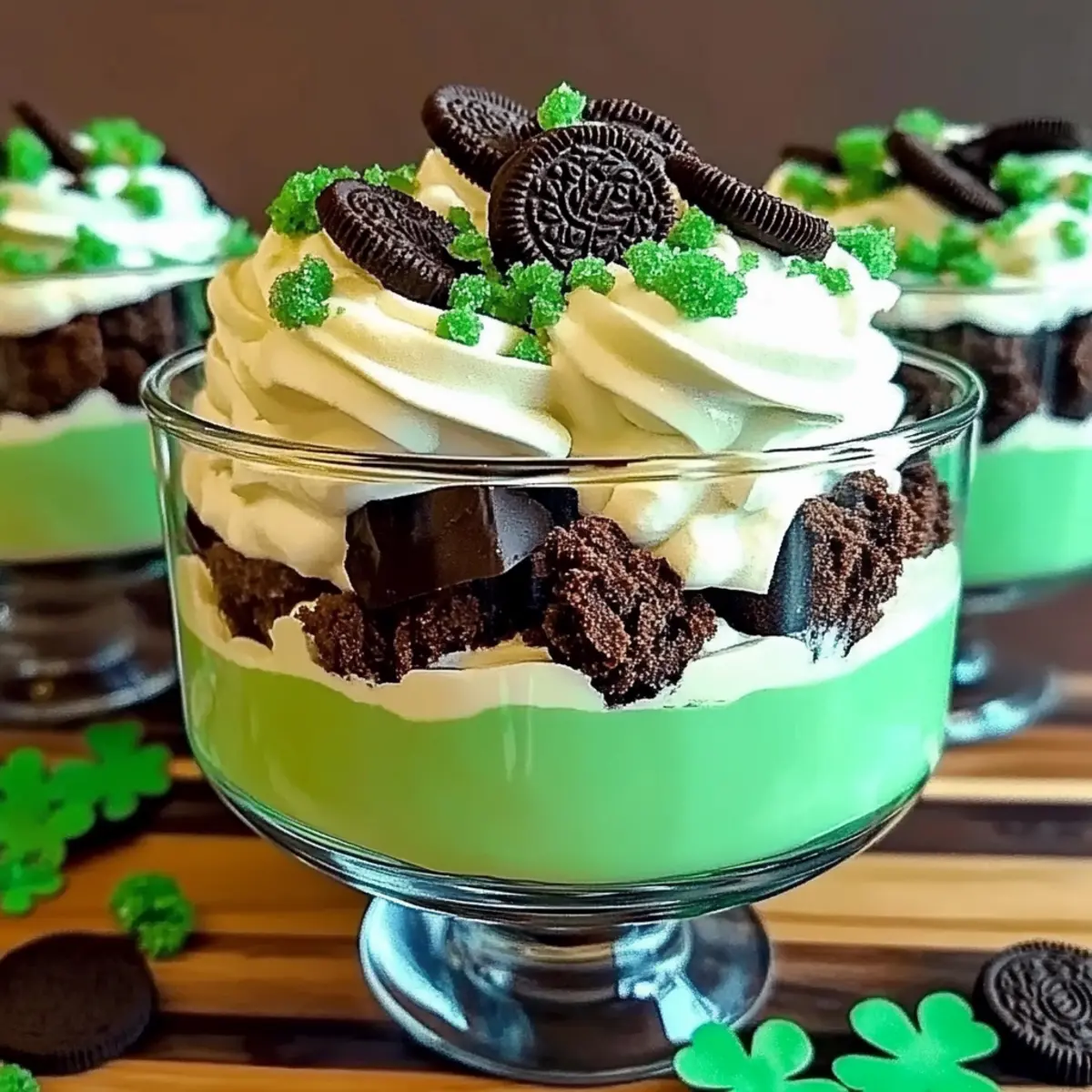 St. Patrick’s Day Brownie Trifle