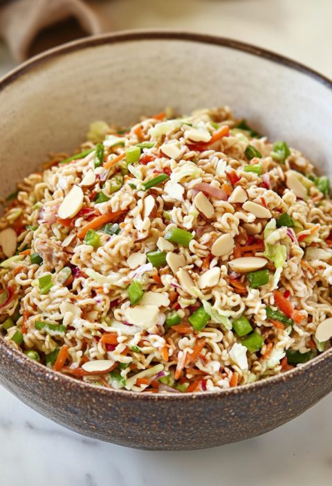 Asian Slaw Recipe with Crunchy Ramen Toppings