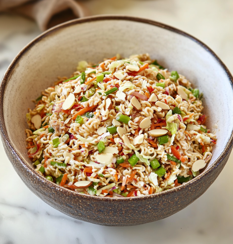 Asian Slaw Recipe with Crunchy Ramen Toppings 1 Asian Slaw Recipe with Crunchy Ramen Toppings