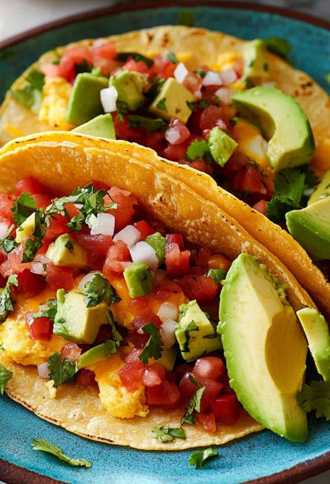 Easy Breakfast Tacos with Scrambled Eggs and Avocado