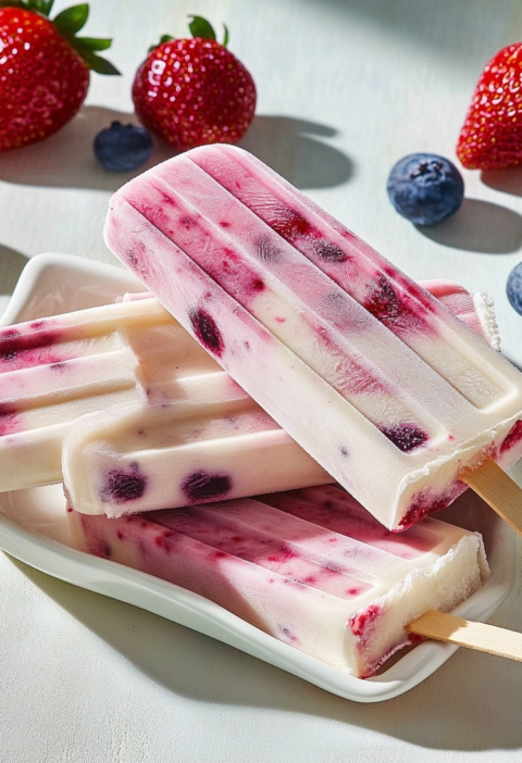 Homemade Popsicles Healthy Yogurt Berry Treat for Summer