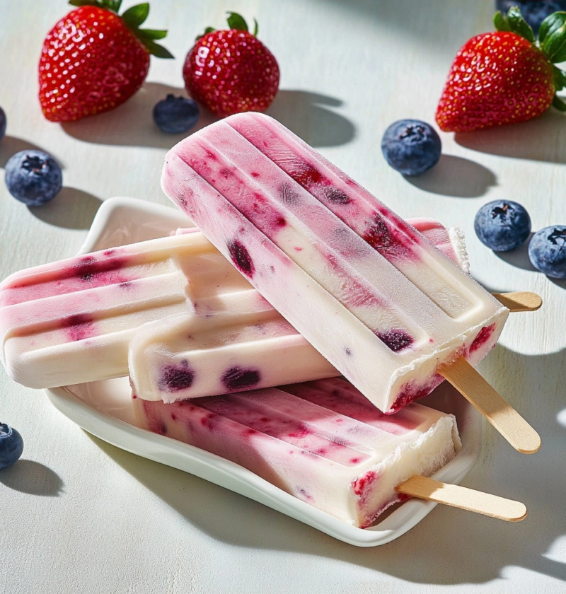 Homemade Popsicles Healthy Yogurt Berry Treat for Summer